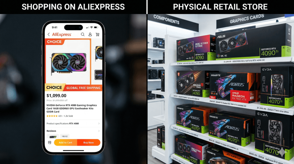 Порівняння купівлі відеокарти на AliExpress і в локальному магазині — ціни та ризики для українського покупця