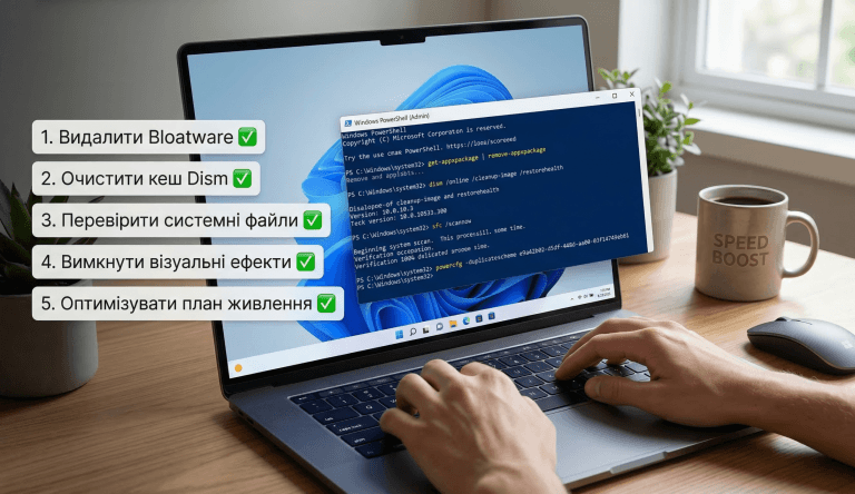 Як прискорити Windows 11 Покроковий чеклист з командами для PowerShell