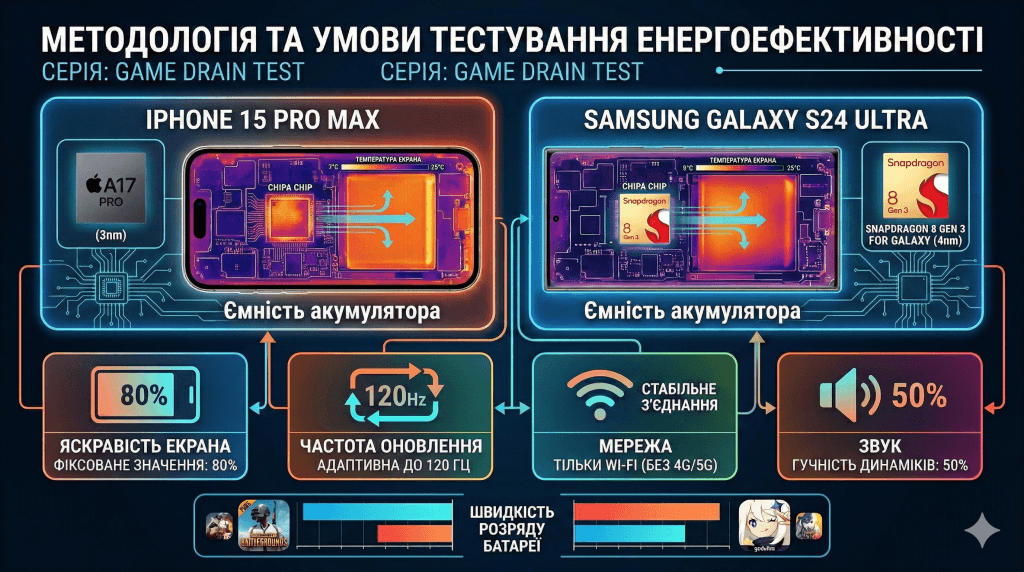 стрес тест акумуляторів iphone та samsung