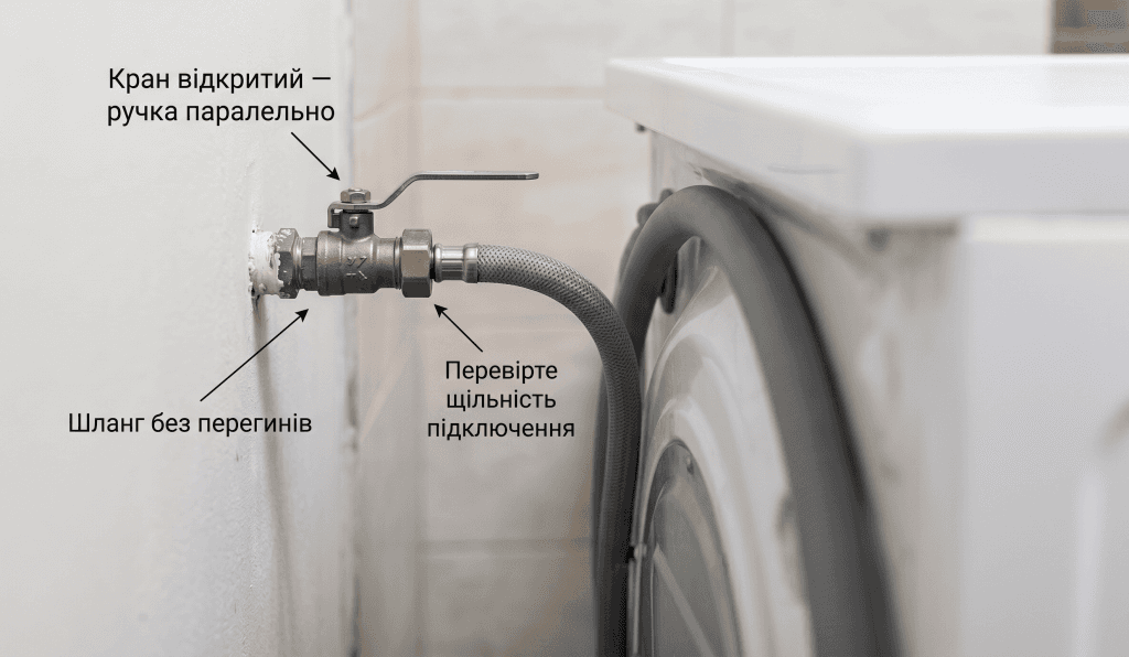 Electrolux i50 не набирає воду причини — кран подачі води заливний шланг перевірка підключення