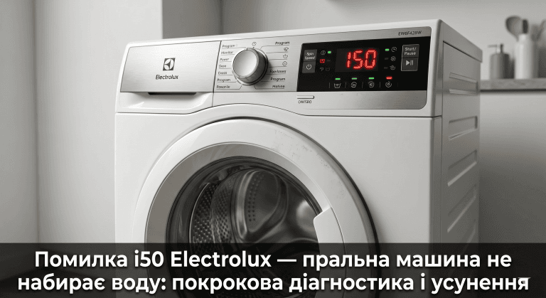 помилка i50 Electrolux пральна машина що означає — дисплей показує i50 не набирає воду діагностика