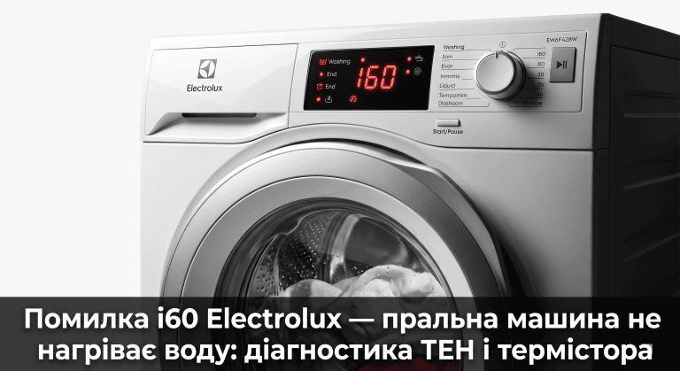 помилка i60 Electrolux пральна машина що означає — дисплей показує i60 не нагріває воду діагностика