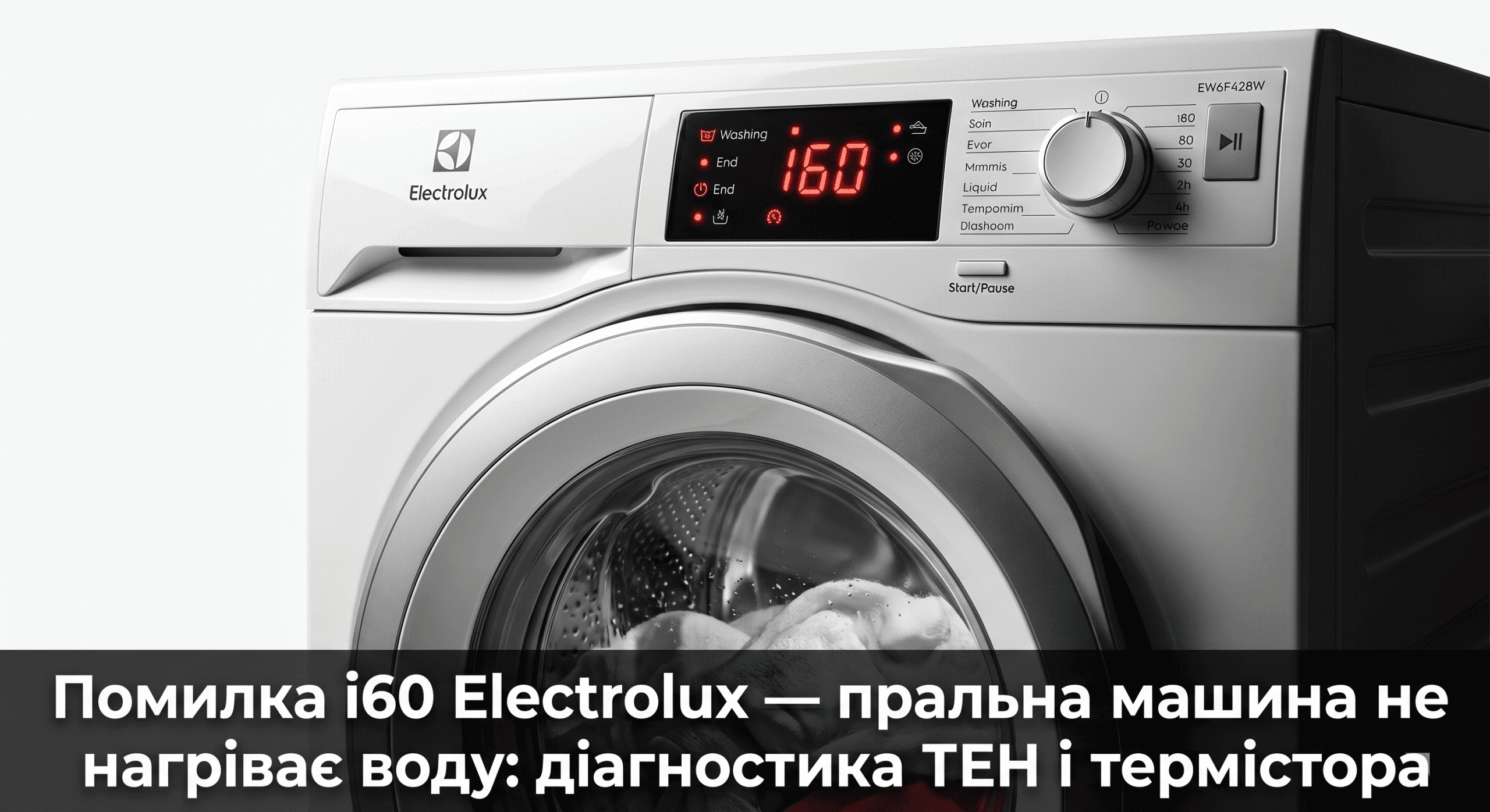 помилка i60 Electrolux пральна машина що означає — дисплей показує i60 не нагріває воду діагностика