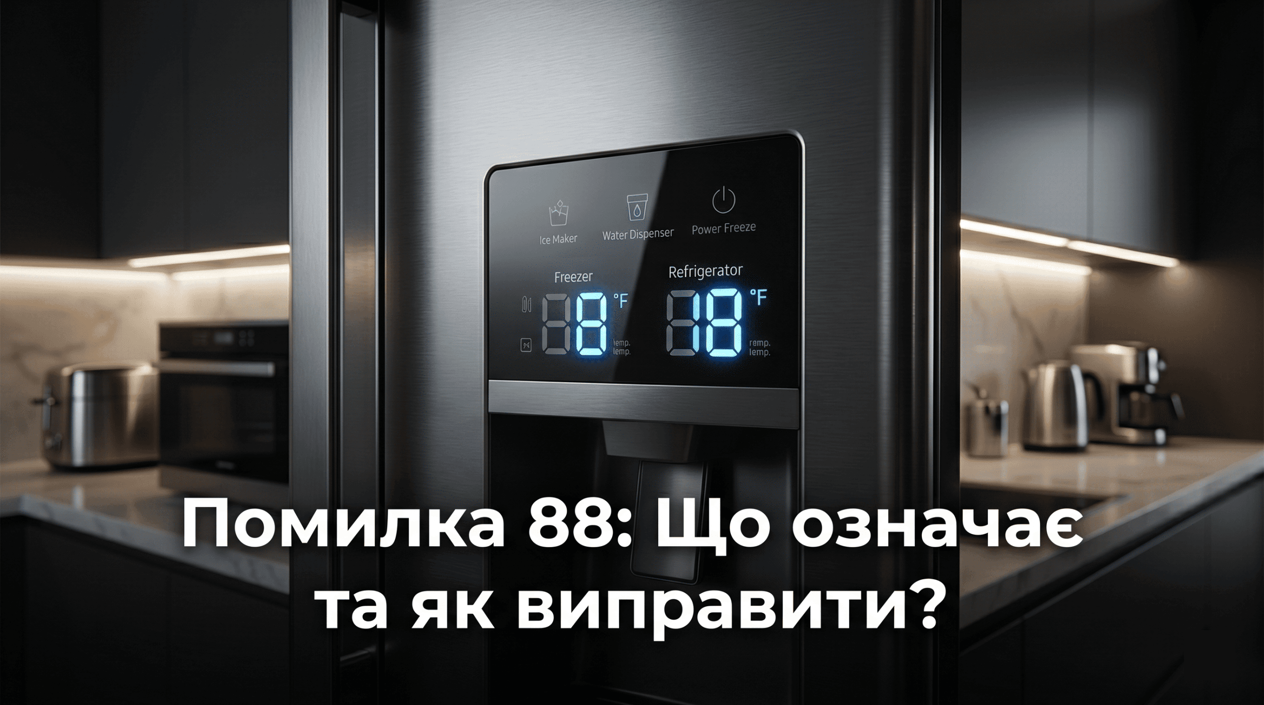 Холодильник Samsung з помилкою 88 88 на цифровому дисплеї та інструкція з вирішення.
