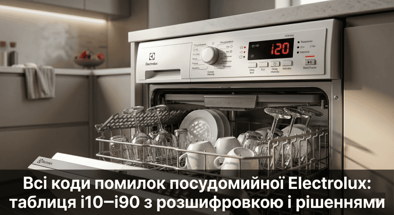 всі коди помилок посудомийної машини Electrolux — дисплей показує код помилки таблиця розшифровка