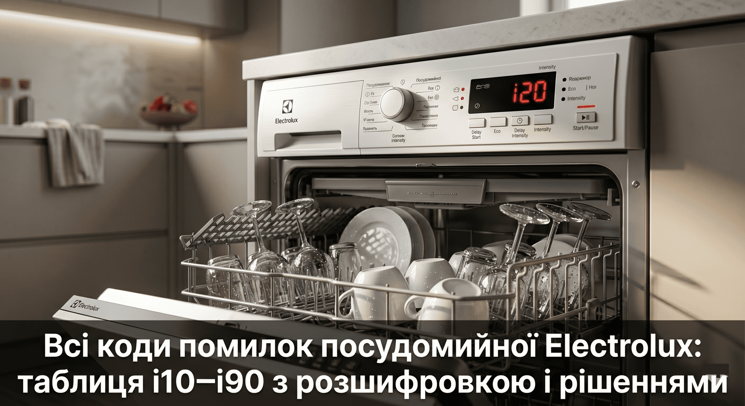 всі коди помилок посудомийної машини Electrolux — дисплей показує код помилки таблиця розшифровка
