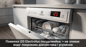 помилка i20 посудомийна машина Electrolux що означає — дисплей показує i20 вода не зливається