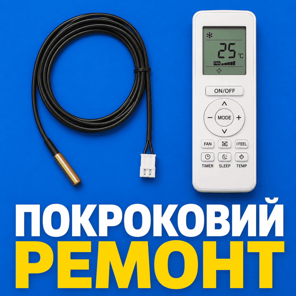 Новий запасний датчик температури NTC 15 кОм для самостійної заміни на кондиціонері Gree.