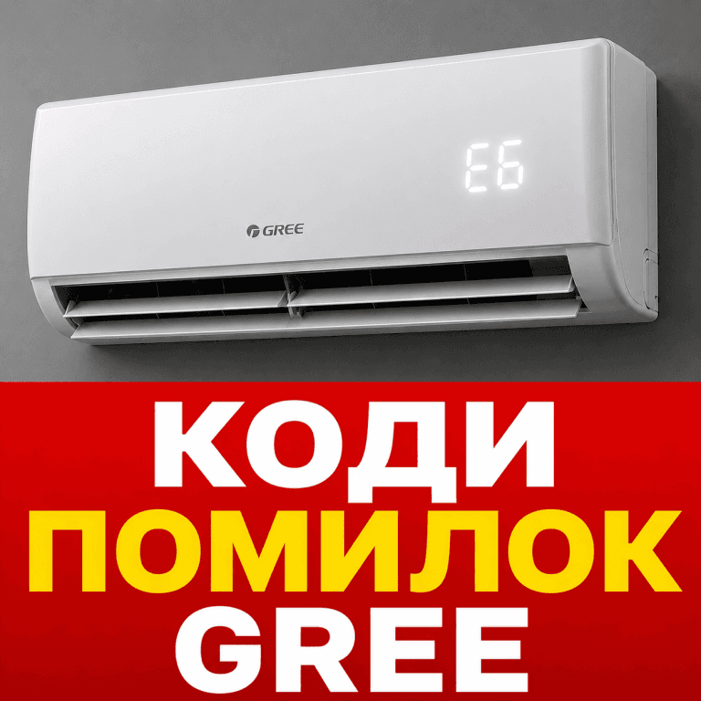 Внутрішній блок кондиціонера Gree з кодом помилки на цифровому дисплеї для статті про розшифровку несправностей.