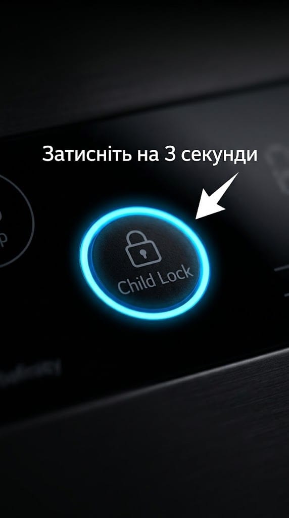 Кнопка з іконкою замка на панелі керування LG для зняття блокування.