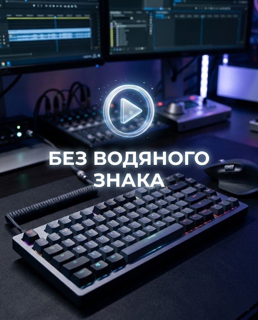 Макрозйомка механічної клавіатури з акцентом на технічний процес монтажу відео без водяного знака.